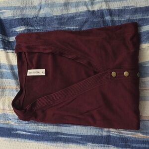 Zenana Outfitters Eggplant Snap 3/4 Quarter Sleeve Cardigan Size XL